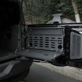 Tailgate Table Molle Panel For Ford Bronco 2021-2024 2-Tier Foldable Rear Storage Cargo Rack Shelf Camping Desk