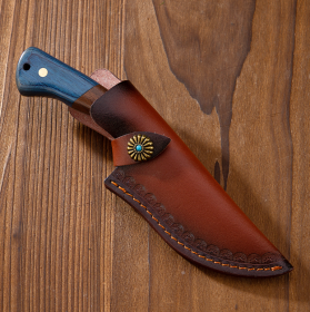 Colored Wood Blue Fire Handle Knife