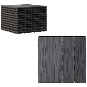 12x12 Interlocking Patio Tiles, 11PCS WPC Quick Interlocking, Resistant To Rot And Splintering, DIY, For Porch, Balcony, Grey