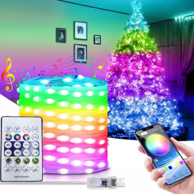 LED Rope Lights Outdoor, RGB Remote Control Fairy String Lights Plug In With 200 LEDs, Super Durabl