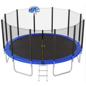 16FT Trampoline For Kids With Safety Enclosure Net, Basketball Hoop And Ladder, Easy Assembly Round Outdoor Recreational Trampoline