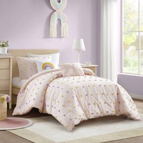 4PCS Twin/Twin XL Cotton Jacquard Pom Pom Comforter Set