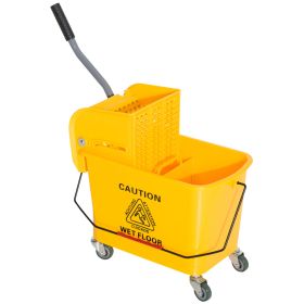 HOMCOM Heavy Duty Janitor Mop Bucket with Wringer, Durable Yellow, Easy Clean-Up