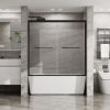 Double Sliding Bathtub Shower Door 60 in. W x 58 in. H Aluminum Framed Shower Enclosure for Tub with SGCC Clear Tempered Glass