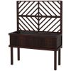 Outsunny Raised Garden Bed with Trellis Wooden Elevated Planter Box Outdoor for Climbing Plants with Drainage Carbonized