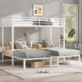 Twin over Twin & Twin Bunk Beds for 3, Twin XL over Twin & Twin Bunk Bed Metal Triple Bunk Bed, White