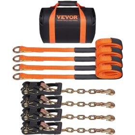 VEVOR Car Tie Down with Chain Anchors, Lasso Style 2"×120" Tire Straps, 5865 LBS Working Load, 11023 LBS Breaking Strength