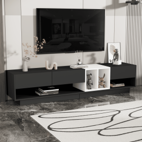 ON-TREND Sleek and Stylish TV Stand with Perfect Storage Solution, Two-tone Media Console for TVs Up to 80''