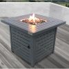 25" H Steel Outdoor Fire Pit Table with Lid ( Grey )