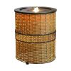Indoor Rattan Water Fountain with LED Light - 16.9 inch High Round Floor Zen Fountain for Home, Living Room, Yoga Room, Office and Porch Decor