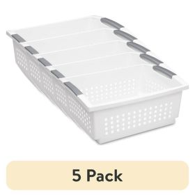 5 Pack Open Plastic Bin, Space Saving Organizers, White