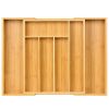 Expandable Bamboo Kitchen Drawer Organizer – Adjustable Cutlery Tray for Utensils, Silverware