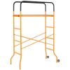 HOMCOM 4-Step Steel Scaffold Organizer Platform, Anti-Skid Mobile Scaffolding Ladder with 2 Wheels, Free Moving for Indoor/Outdoor Decoration