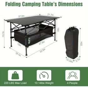 Camping Table That Fold up Lightweight, Aluminum Folding Table Roll Up Table with Easy Carrying Bag for Indoor, Outdoor, Camping, Backyard, BBQ, Party