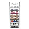 10 Tier Tall Shoe Rack for 30 Pairs Freestanding Modular Shoe Storage Organizer with Black Metal Tubes and Black Fabric Shelves Space Saving Shoe Shel