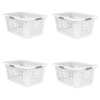 (4 Pack)2 Bushel Large Plastic Laundry Basket with 4 Comfort Grip Handles, White