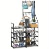 5 Tier Shoe Rack Storage Organizer Freestanding Coat and Shoe Rack Holds 25 to 30 Pairs Entryway Hallway Closet Shoe Shelf Space Saving Metal Frame Sh