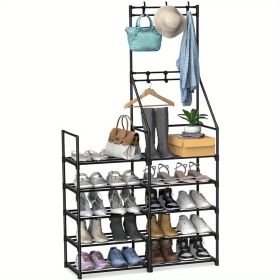5 Tier Shoe Rack Storage Organizer Freestanding Coat and Shoe Rack Holds 25 to 30 Pairs Entryway Hallway Closet Shoe Shelf Space Saving Metal Frame Sh