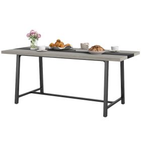 HOMCOM Industrial Kitchen Table for 8 People, 70.9" Long Dining Table with Large Tabletop and Steel Legs for Dining Room, Gray