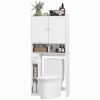 HOMCOM Modern Over the Toilet Storage Cabinet with 2 Doors, Above Commode Storage Cabinet with Toilet Paper Holder, White