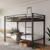 Metal Bunk Bed Twin Over Twin, Low Profile Bunk Bed Frame withBuilt-in Ladder, High Guardrail and Metal Slats