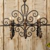 Vintage Wrought Iron 6-Light Candle Chandelier - American Country Style Ceiling Light for Living Room, Dining Room, Bedroom