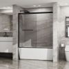 Double Sliding Bathtub Shower Door 60 in. W x 58 in. H Aluminum Framed Shower Enclosure for Tub with SGCC Clear Tempered Glass