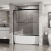 Double Sliding Bathtub Shower Door 60 in. W x 58 in. H Aluminum Framed Shower Enclosure for Tub with SGCC Clear Tempered Glass