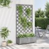 Planter with Trellis Gray Solid Wood Fir