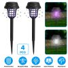 Solar Mosquito Zapper 4-Pack – Dual Purple UV & White LED Modes, 532 V Electric Shock, Auto On/Off, 800 mAh Rechargeable Battery