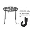 4-Pack Matte Black Round Plant Stands with Floral Design - Durable Metal Flower Pot Holders for Indoor Home Garden Decor