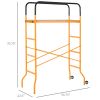 HOMCOM 4-Step Steel Scaffold Organizer Platform, Anti-Skid Mobile Scaffolding Ladder with 2 Wheels, Free Moving for Indoor/Outdoor Decoration