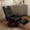 HOMCOM Living Room Relaxation: Black Faux Leather Swivel Recliner with Adjustable Footrest