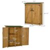 Outsunny Outdoor Wooden Storage Cabinet Garden Shed Utility Tool Organizer Waterproof Asphalt Roof Lockable Doors 3 Shelves Natural