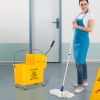 HOMCOM Heavy Duty Janitor Mop Bucket with Wringer, Durable Yellow, Easy Clean-Up