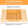 Expandable Bamboo Kitchen Drawer Organizer – Adjustable Cutlery Tray for Utensils, Silverware