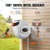 VEVOR Retractable Hose Reel Water Hose Reel 100'x1/2" 180° Swivel Wall-Mounted,Garden Water Hose Reel with 9-Pattern Nozzle,Automatic Rewind