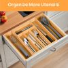 Expandable Bamboo Kitchen Drawer Organizer – Adjustable Cutlery Tray for Utensils, Silverware
