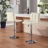 Bar Stools 1 Set of 2, Counter Height Bar Stools, Square Cushion Bar Stools with Back, Footstool, Cafe, White, 2 pieces