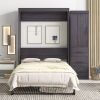 Full Size Murphy Bed with Wardrobe and Drawers, Storage Bed, can be Folded into a Cabinet, Gray