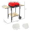 Outsunny Portable Charcoal Grill with Wheels Shelves Adjustable Vents for Outdoor Picnic Camping Red