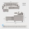 HOMCOM Corner Sofa with Reversible Chaise Lounge, Corduroy L-Shaped Sectional Sofa with Pocket Spring, Light Gray