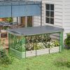 Outsunny Raised Garden Bed with Protective Cage and Shade Beige for Flowers and Vegetables