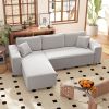 HOMCOM Corner Sofa with Reversible Chaise Lounge, Corduroy L-Shaped Sectional Sofa with Pocket Spring, Light Gray
