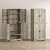 HOMCOM Farmhouse Kitchen Pantry, 72" Tall Pantry Cabinet with 4 Barn Doors, 4 Adjustable Shelves and 8 Door Shelves, Gray Wash
