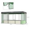 Outsunny Raised Garden Bed with Protective Cage and Shade Beige for Flowers and Vegetables