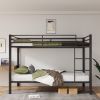 Metal Bunk Bed Twin Over Twin, Low Profile Bunk Bed Frame withBuilt-in Ladder, High Guardrail and Metal Slats