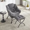 Lazy Chair with Ottoman, Modern Lounge Accent Chair with Armrests and a Side Pocket