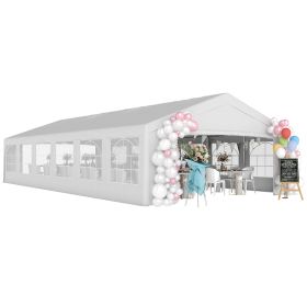 20' X 40' Large Wedding Tent With Removable Protective Sidewalls For Wedding And BBQ And Versatile Uses White