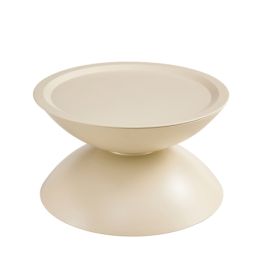 MILK WHITE Coffee Round Tables With STORGE MOVABLE TABLE TOP MULTIFUNCTIONAL END SIDE TABLE (Option: Milk White)